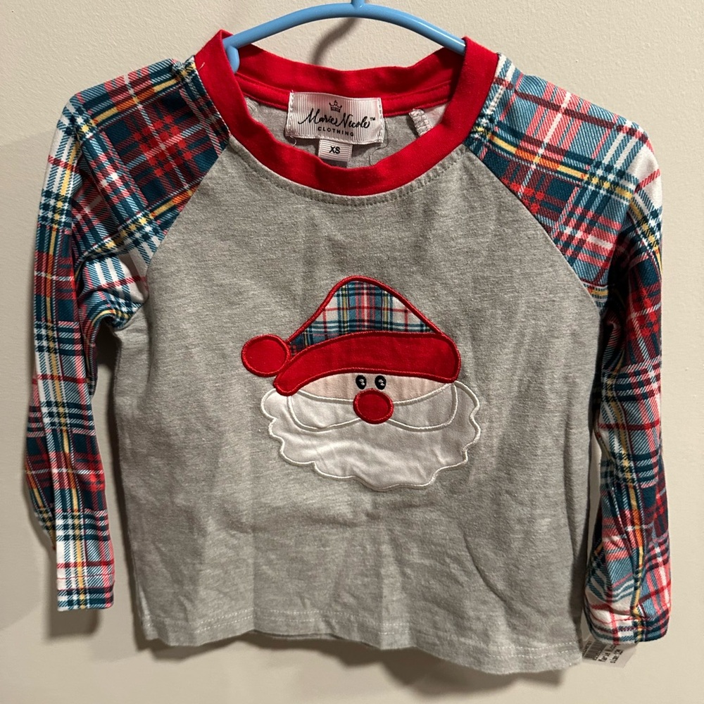 Marie Nicole - Santa Long Sleeve Appliqué Tee